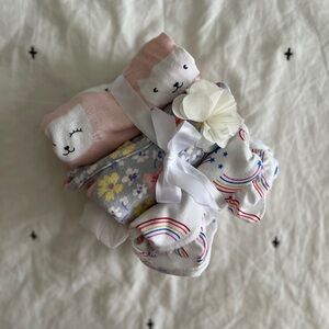 Kitty cat, rainbow, and birthday dress baby girl outfit set of 3 cutie pie